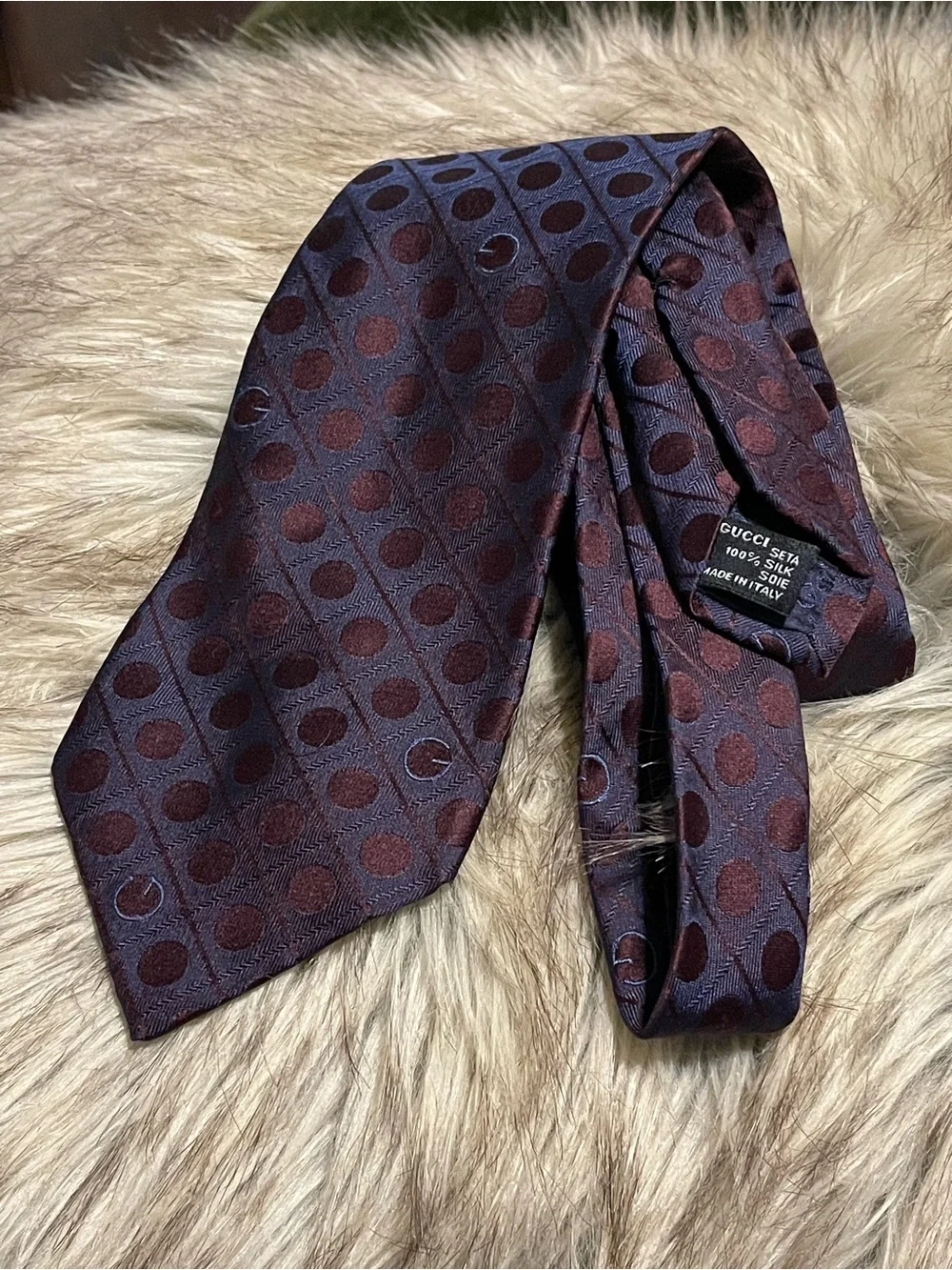 GUCCI Silk Brown Polka Dot Tie Luxury Designer Men's Neckwear Made In Italy